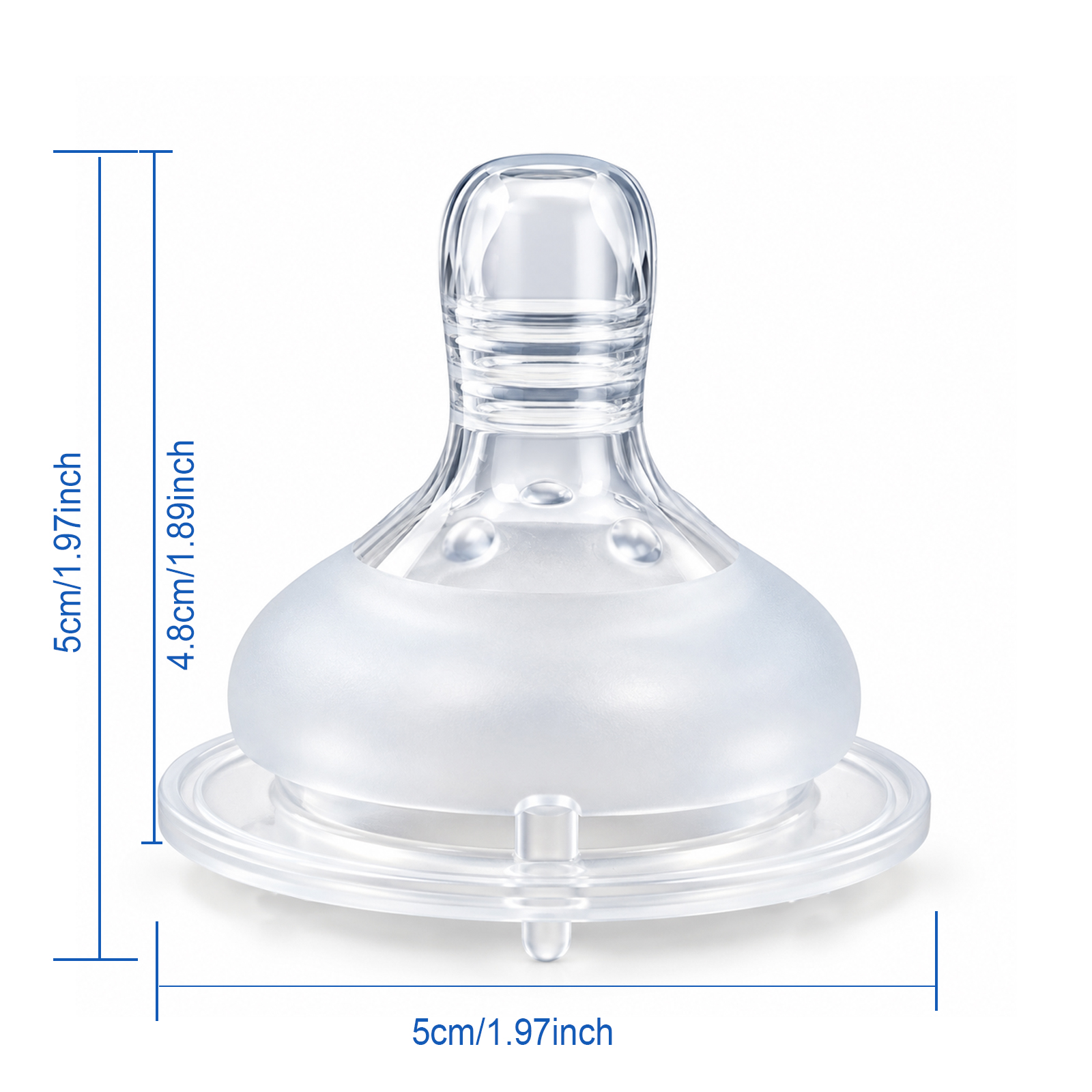 Bimirth S1010C bottle nipple dimensions: 5 cm base diameter and 5 cm overall height