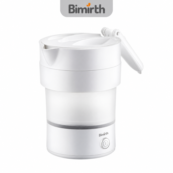Bimirth white collapsible electric kettle with folding handle